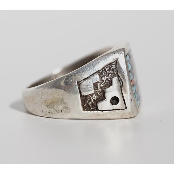 Charlotte Dishta - Zuni Native American Indian multi stone Inlay Ring Size 9.75 - Picture 5 of 6